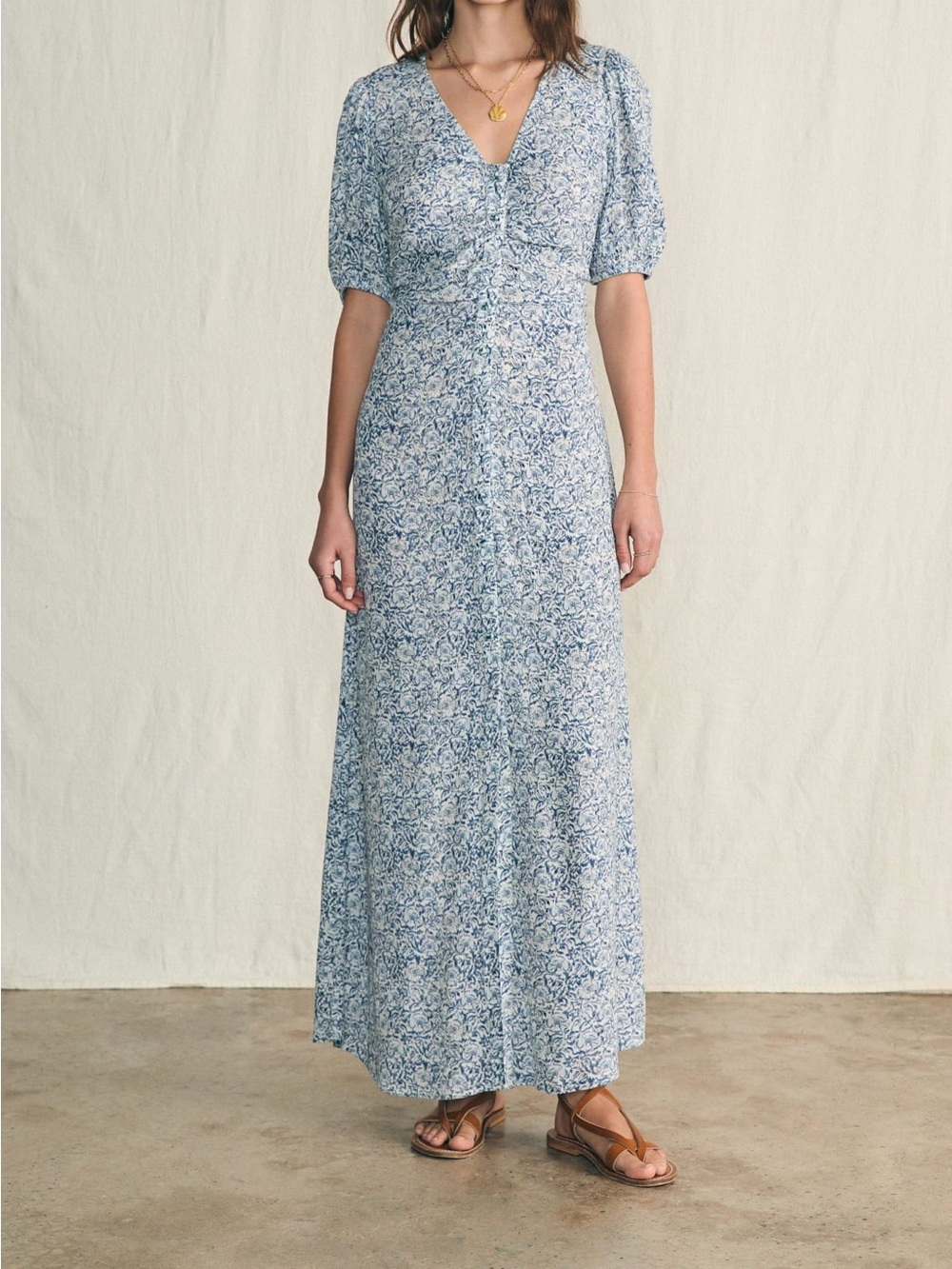 Faherty Sorrento Dress Cream Imma Floral - Picture 5 of 6